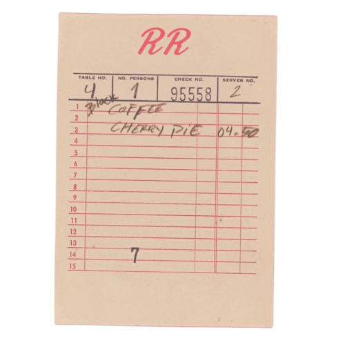 Waitress pad from the Double R Diner